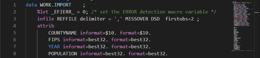 Sample data step view.