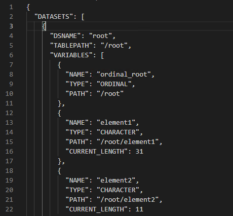Beginning of the automatically created JSON map.